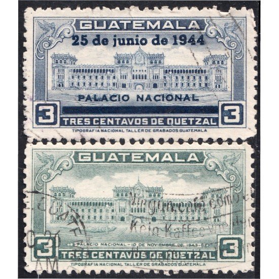 Guatemala 321/22 1944 Palacio Nacional usados