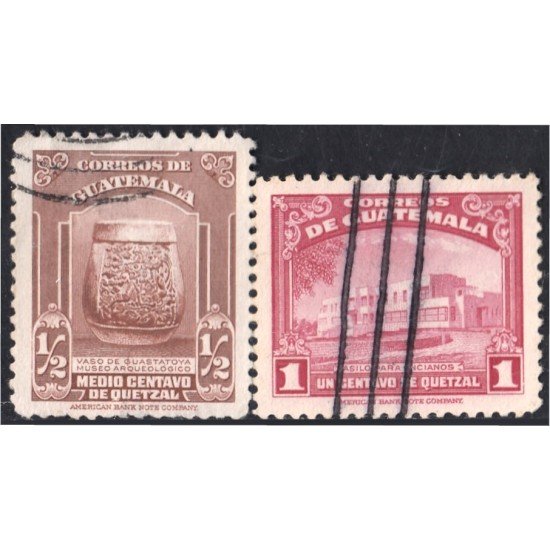 Guatemala 316/17 1942 Vaso de Guastatoya Asilo de ancianos usados