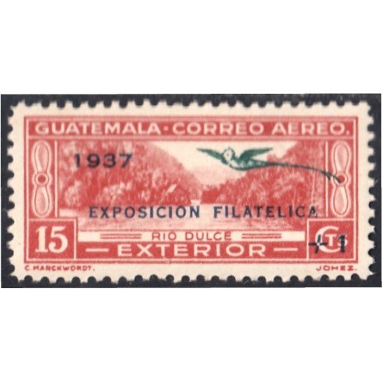 Guatemala 298 1937 Exposición Filatélica Monumento de los Proceres MH