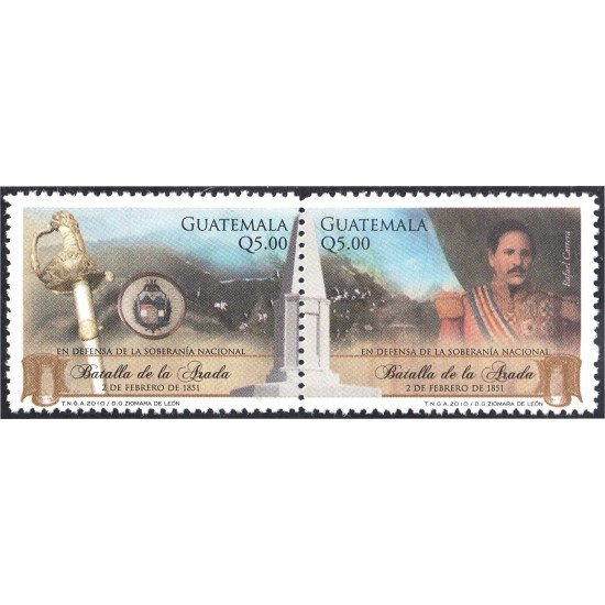 Guatemala 622/23 2010 Batalla de la Arada Rafael Carrera MNH