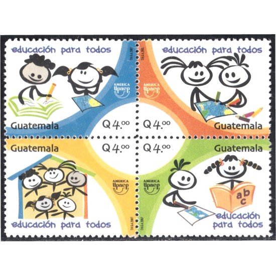 Guatemala 583/86 2007 América Upaep Educación para todos MNH