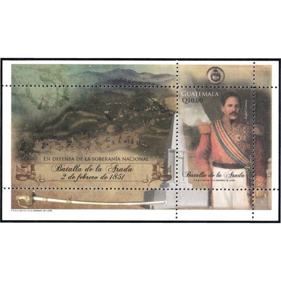 Guatemala HB 43 2010 Batalla de la Arada Rafael Carrera MNH