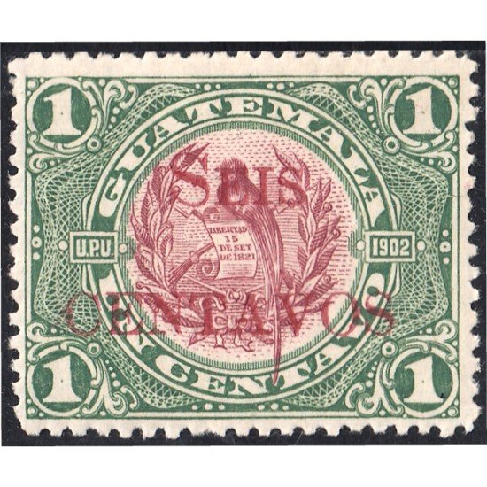 Guatemala 157 1916/19 Emblema Nacional MH Sobrecarga roja