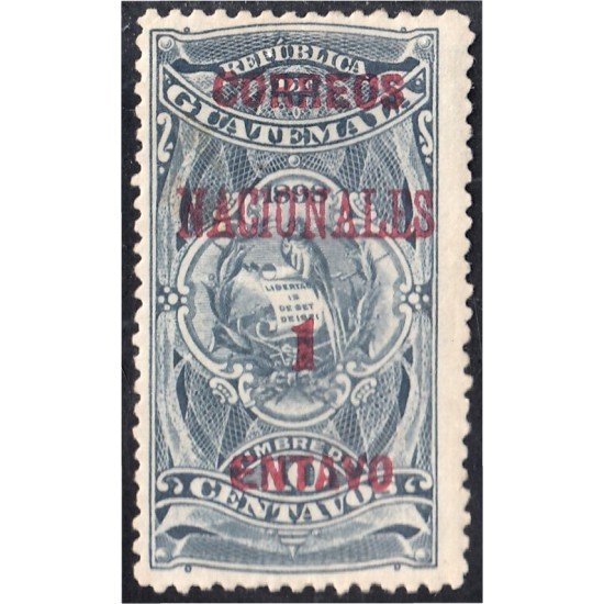 Guatemala 93a Variedad ENTAVO 1898 Timbre Fiscal Correos Nacionales MH