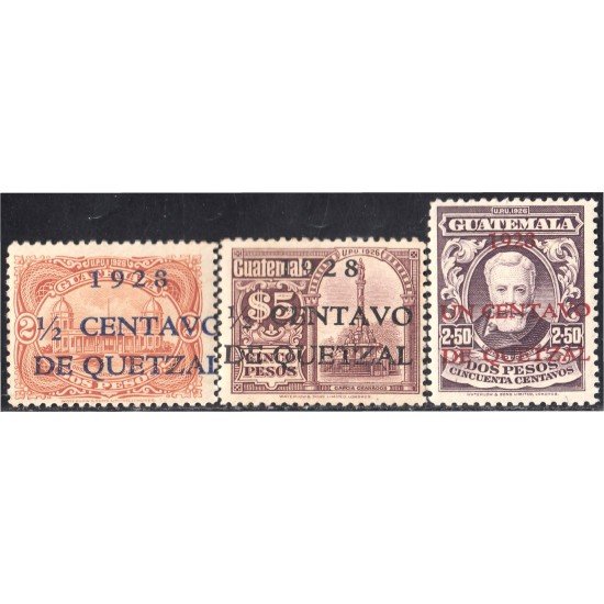 Guatemala 228/30 1929 Lorenzo Montufar Observatorio Nacional Monumento Colón MNH