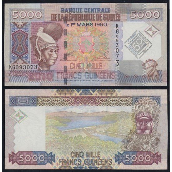 Guinea 5000 francs 2010 billete banknote sin circular