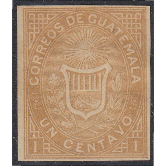 Guatemala 1 1871 Escudos Shields MH sin dentar Guatemala 1 1871 Escudos Shields MH sin dentar