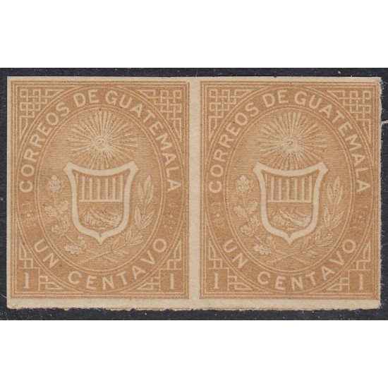 Guatemala 1 1871 Escudos Shields pareja sin dentar MNH Guatemala 1 1871 Escudos Shields pareja sin dentar MNH