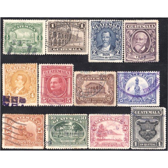 Guatemala 231/42 1929 Palacio Observatorio Parque Colón Escudo Lago usados