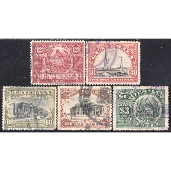 Guatemala 162/66 1918/19 Escudos Pilones de radio Escuela profesional usados