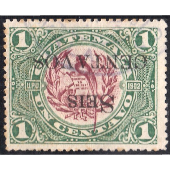 Guatemala 157a 1916/19 Emblema Nacional usados sobrecarga invertida