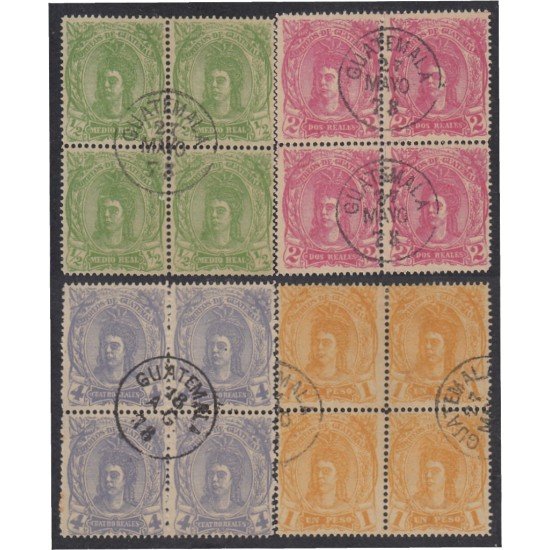 Guatemala 11/14 Bl.4 1878 Cabeza india usados Guatemala 11/14 Bl.4 1878 Cabeza india usados