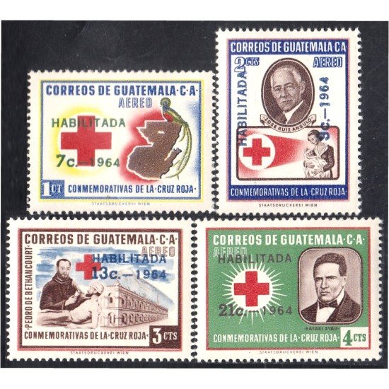 Guatemala A- 312/15 1964 Conmemorativas Cruz Roja MNH