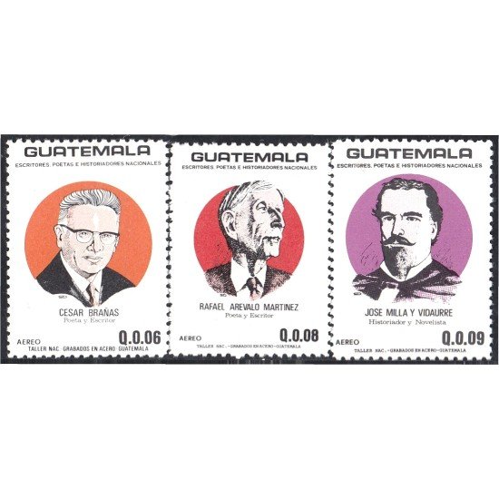 Guatemala A- 817/19 1987 César Brañas Rafeal Arévalo José Milla y Vidaurre MNH
