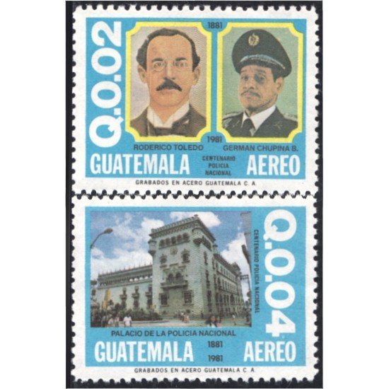 Guatemala A- 742/43 1981 Federico Toledo German Chupina Palacio de la Policía Nacional MNH