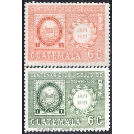 Guatemala A- 573/74 1976 Centenario del sello de correos Escudo MNH Guatemala A- 573/74 1976 Centenario del sello de correos Escudo MNH