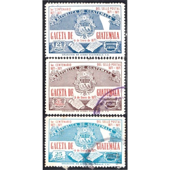 Guatemala A- 459/61 1971 1º Centenario del sello postal usados