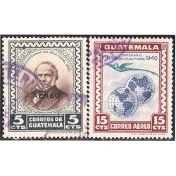Guatemala A- 141/42 1946 Rowland Hill Centenario del sello postal usados Guatemala A- 141/42 1946 Rowland Hill Centenario del sello postal usados