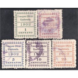 Guatemala Timbres de Servicio 1/5 1902 Franqueo Oficial Guatemala usados Guatemala Timbres de Servicio 1/5 1902 Franqueo Oficial Guatemala usados