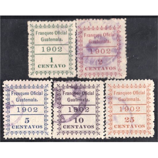 Guatemala Timbres de Servicio 1/5 1902 Franqueo Oficial Guatemala usados Guatemala Timbres de Servicio 1/5 1902 Franqueo Oficial Guatemala usados