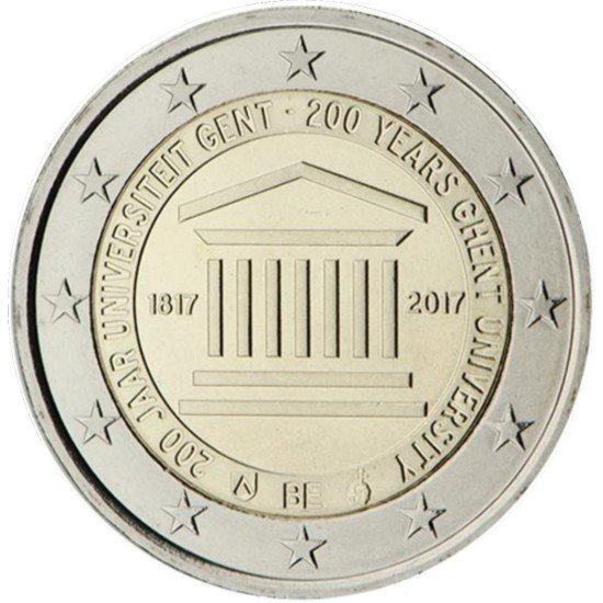 Bélgica 2017 2 € euros conmemorativos 200 Años de la Universidad de Gante Bélgica 2017 2 € euros conmemorativos 200 Años de la Universidad de Gante