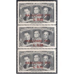Honduras A- 195/97 1953 Juan Manuel Gálvez Gral. Tiburcio Cáreas y Julio Lozano MH