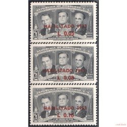 Honduras A- 195/97 1953 Juan Manuel Gálvez Gral. Tiburcio Cáreas y Julio Lozano MNH