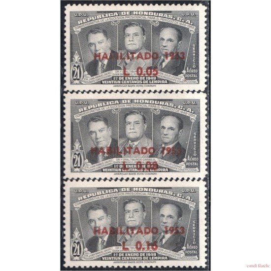Honduras A- 195/97 1953 Juan Manuel Gálvez Gral. Tiburcio Cáreas y Julio Lozano MNH Honduras A- 195/97 1953 Juan Manuel Gálvez Gral. Tiburcio Cáreas y Julio Lozano MNH