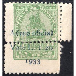 Honduras A- 59b 1933 Monumento Francisco Morazan MNH dentado desplazado