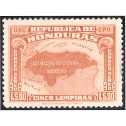 Honduras A- 135 1943 Unión Postal Universal Mapa de Honduras Sin goma Honduras A- 135 1943 Unión Postal Universal Mapa de Honduras Sin goma