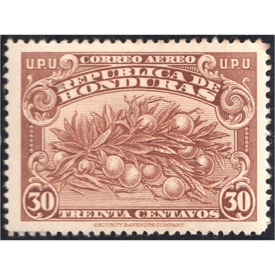 Honduras A- 130 1943 Unión Postal Universal Naranjo Sin goma