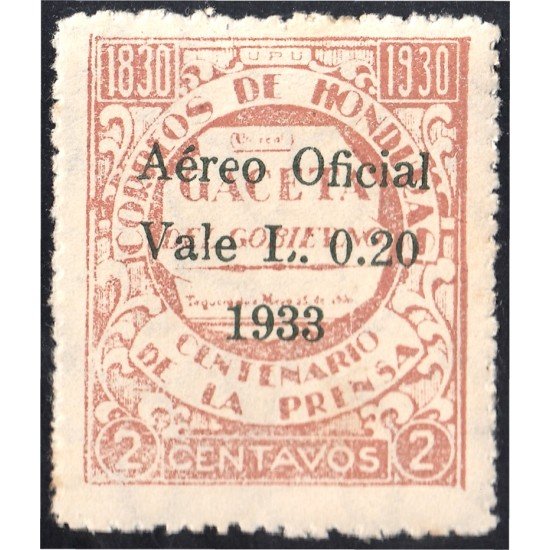 Honduras A- 65 1933 Centenario de la prensa Sin goma