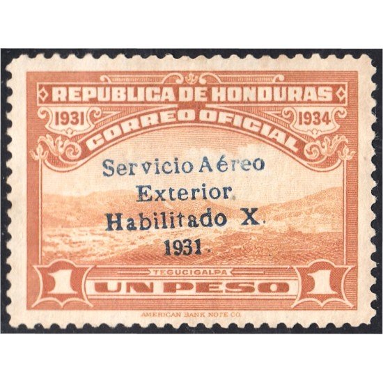 Honduras A-  55B 1932 Valle Tegucigalpa Sin goma