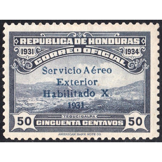 Honduras A- 54B 1932 Valle Tegucigalpa Sin goma