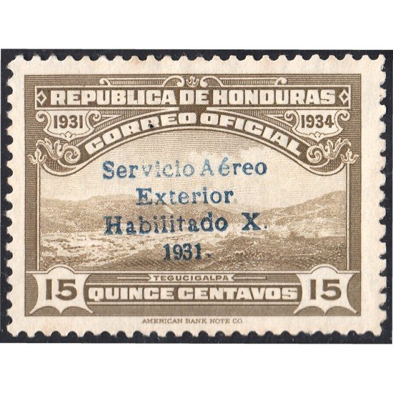 Honduras A- 52B 1932 Valle Tegucigalpa Sin goma