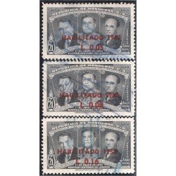 Honduras A- 195/97 1953 Juan Manuel Gálvez Gral. Tiburcio Cáreas y Julio Lozano usados