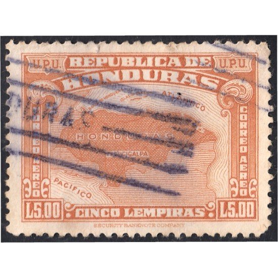 Honduras A- 135 1943 Unión Postal Universal Mapa de Honduras usados