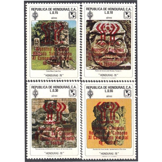Honduras A- 603/06 1978 Arte Maya Esculturas Argentina 78 Fútbol MNH