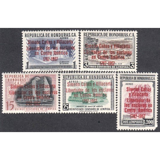 Honduras A- 389/93 1967 Simeon Cañas Libertador de los esclavos en Centroamerica MNH