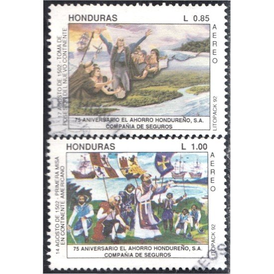 Honduras A- 783/84 1992 75 Aniversario de El Ahorro Compañía de Seguros usados Honduras A- 783/84 1992 75 Aniversario de El Ahorro Compañía de Seguros usados