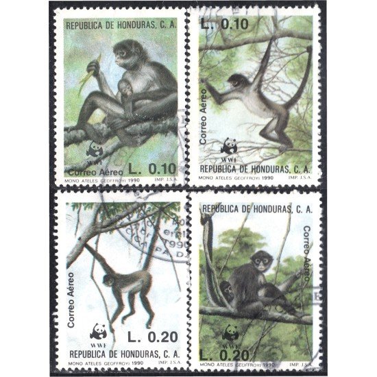 Honduras A- 743/46 1990 Animales Mono Ateles Geoffroyi usados