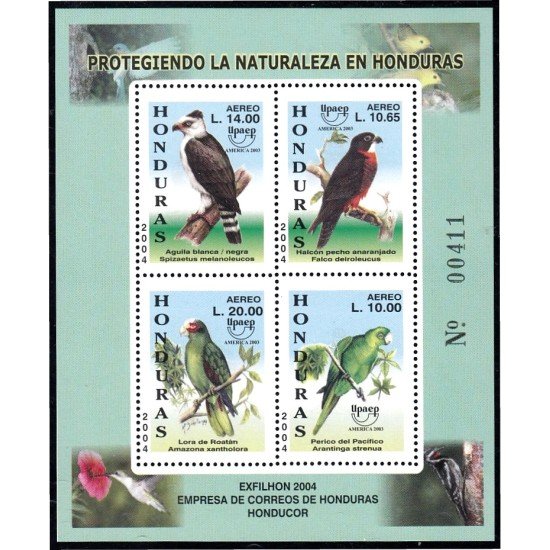 Honduras HB 73 2004 Pájaros Birds Águila Halcón Perico Loro MNH