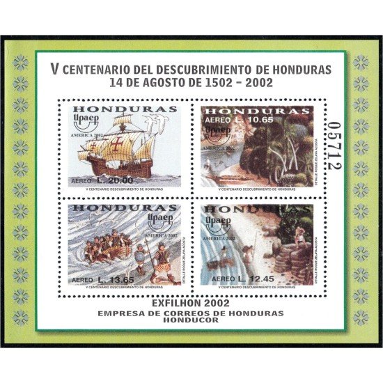 Honduras HB 68 2002 América Upaep Exfhilon 2002 V centenario del descubrimiento de Honduras MNH