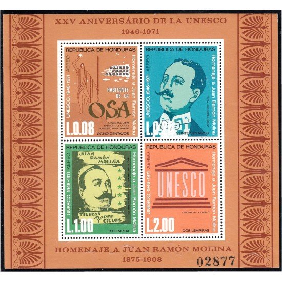 Honduras HB 22 1973 Homenaje a Juan Ramón Molina Unesco MNH
