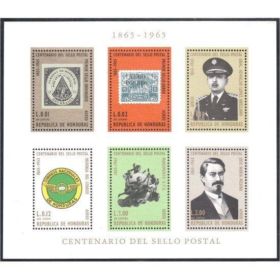 Honduras HB 10 1966 Centenario del sello postal MNH Honduras HB 10 1966 Centenario del sello postal MNH