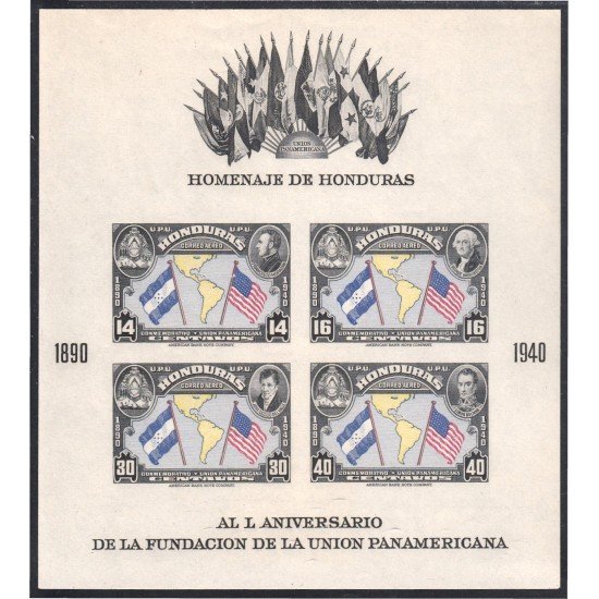 Honduras HB 1a 1940 L Aniversario de la fundación de la Unión Panamericana MNH 