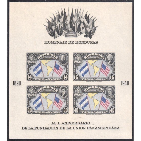 Honduras HB 1a 1940 L Aniversario de la fundación de la Unión Panamericana MH sin dentar