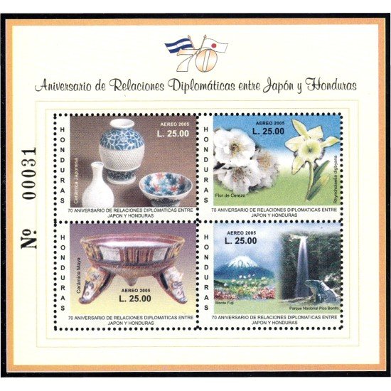 Honduras HB 80 2005 70 Aniversario relaciones diplomáticas entre Japón - Honduras MNH 