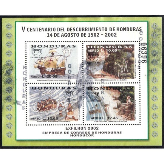 Honduras HB 68 2002 América Upaep Exfhilon 2002 V centenario del descubrimiento de Honduras usados