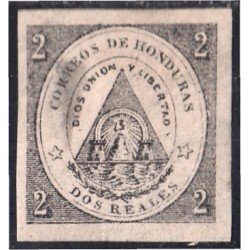 Honduras 1 1865 Escudo negro sobre color MH Cambio de color